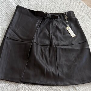 Max Studio Black Faux Leather Mini Skirt with Slim Belt